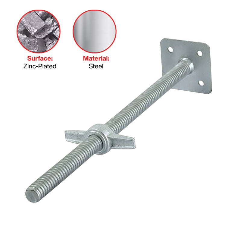 Scaffolding - Zinc Plated Screw Jack Base 38mm x 600mm