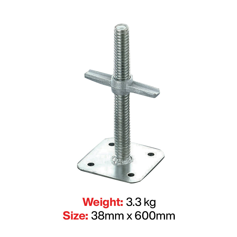 Scaffolding - Zinc Plated Screw Jack Base 38mm x 600mm